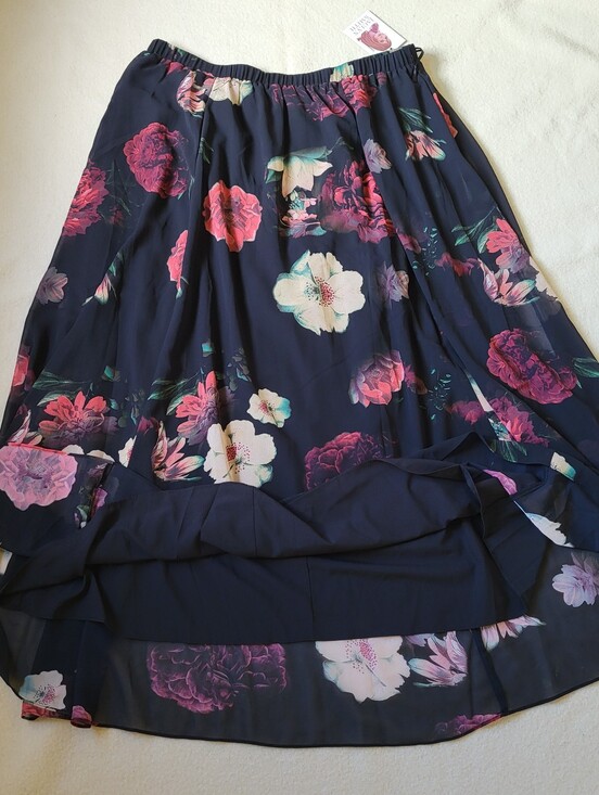 Jaclyn Smith Dresses & Skirts - NWT Black Floral Whimsigoth Maxi Skirt Women's Size XL Sheer Layers Lined